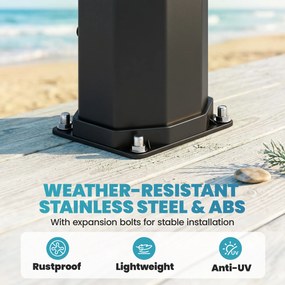 Outsunny Duș Solar Grădină 60L cu Cap de Duș, Duș de Mână, Robinet pentru Picioare și Temperatura Reglabilă Max. 60 °C pentru Piscină Negru | Aosom Romania