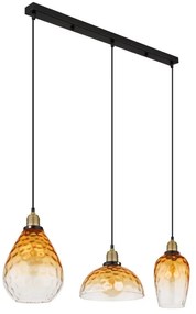 Lustra suspendata design decorativ SALVY 3L negru/chihlimbar
