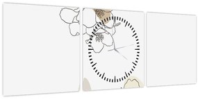 Tablou - Flori bej cu fluture N⁰2 (cu ceas) (90x30 cm)