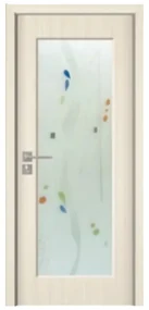 Usa Interior din MDF Novo Doors ND110, Cadru din Lemn Masiv, Geam Sablat, KIT COMPLET, Toc , Manere si balamale incluse (Culoare: Alb, Dimensiune: 80