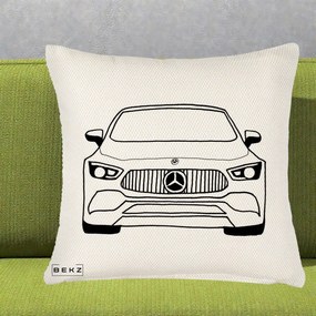 Perna Personalizata Mercedes-Benz Fata Linie, 40x40 cm, Crem Reliefat, Husa Detasabila, Perna Inclusa, BEKZ®