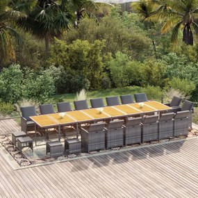 vidaXL Set mobilier de grădină cu perne, 21 piese, gri, poliratan