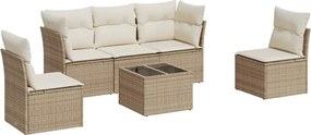 vidaXL Set canapele de grădină cu perne, 6 piese, bej, poliratan