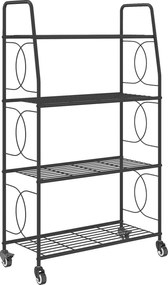 Outsunny suport pentru plante din metal cu 4 niveluri, etajeră tip scară robustă pentru ghivece cu roți blocabile | Aosom Romania