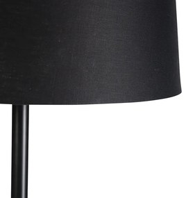 Lampă de podea neagră cu umbră de in negru 45 cm - Simplo