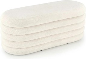 Bancheta tapitata hol BLISS, stofa buclata crem, 105x42x42 cm