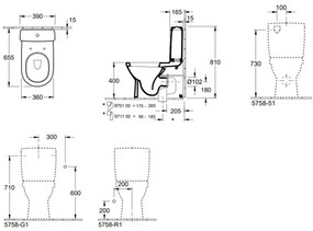 Villeroy & Boch O.NOVO - vas WC combinat din ceramică, alb, 56581001