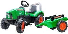 Jucarie tractor cu pedale verde Supercharger cu capota cu deschidere si remorca, Falk, 2021AB