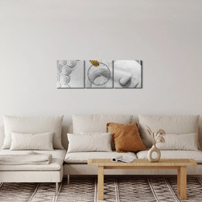 Tablou - Buddha alb (cu ceas) (90x30 cm)