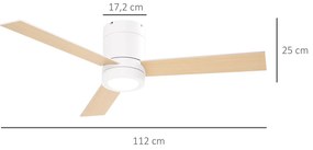 HOMCOM Ventilator de tavan 2 în 1 cu lumina LED 3 viteze silentios - telecomanda - diametru 112 cm, natural si alb | Aosom Romania