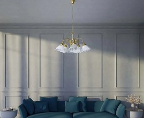 Candelabru 5 brate din alama si abajur ceramic Zefira