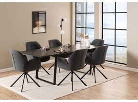 Scaun de sufragerie gri închis tapițat Aura – Actona