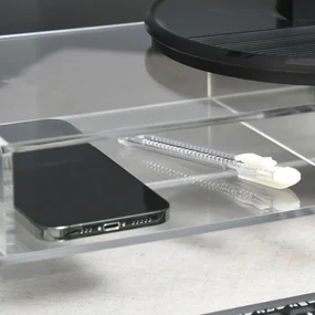 HOMCOM Suport Monitor Acrilic cu Spațiu pentru Tastatură, Organizator Birou Multifuncțional, Transparent, 50.8x19x12 cm | Aosom Romania