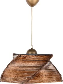 Lustra CARRE, maro/auriu, lemn/metal, 36x65 cm