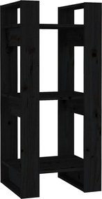vidaXL Bibliotecă/Separator cameră, negru, 41x35x91 cm, lemn masiv pin
