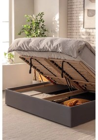 Pat dublu tapițat gri cu spațiu de depozitare cu saltea/ somieră 160x200 cm Thessa Bold - Bonami Selection