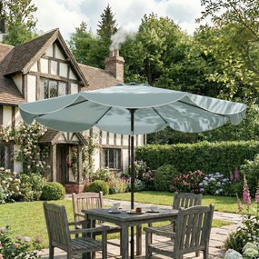 Outsunny Parasol de grădină exterior rotund înclinabil cu 3 poziții cu 8 spițe și faldon, Φ265 x 235 cm, Albastru | Aosom Romania