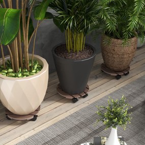 Outsunny Lot de 4 suporturi rotunde Ø30 cm pentru plante - suport pentru ghivece cu roți, interior și exterior | Aosom Romania