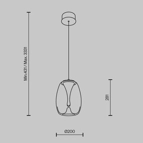 Lustră LED pe cablu Maytoni MOD282PL-L8G3K SPLASH LED/7W/230V 3000K auriu
