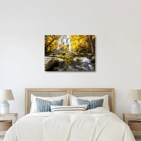 Tablou - Cascade în peisaj de toamnă, galben (70x50 cm)