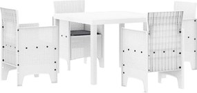 vidaXL Set de masă pentru grădină 5 pcs Alb Polipropilenă