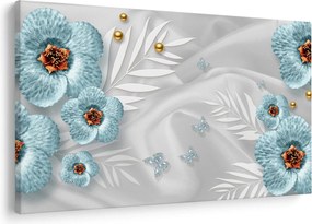 Tablou - 3D Flori albastre (90x60 cm)