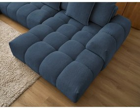 Colțar albastru închis extensibil/cu spațiu de depozitare cu tapițerie din chenille (cu colț pe partea stângă/în formă de "U") Everest – Bobochic Paris