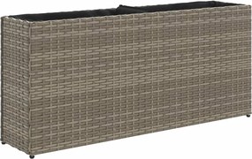 vidaXL Jardinieră de grădină cu 2 ghivece, gri, 90x20x40 cm poliratan