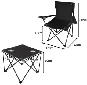 Set de camping pliabil - 2 scaune + masă