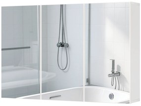 HOMCOM Dulap cu oglindă pentru baie, Badschrank cu 3 uși cu oglindă, Montaj pe perete, 90 x 15,5 x 60 cm, Placă de fibră, Alb | Aosom Romania