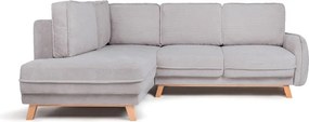 Colțar gri deschis extensibil/cu spațiu de depozitare cu tapițerie din catifea reiată (cu colț pe partea stângă/în formă de ”L”) Tori – Bonami Selection