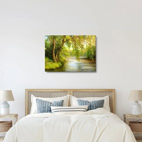 Tablou - Salcie lângă lac, pictură în ulei (70x50 cm)
