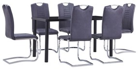 Set mobilier de bucatarie, 7 piese, gri, velur ecologic Gri