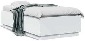 3209660 vidaXL Cadru de pat cu lumini LED, alb, 90x190 cm, lemn prelucrat