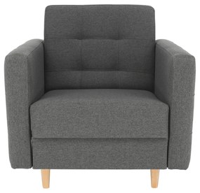 Fotoliu complet tapiţat, material textil gri închis, AMEDIA