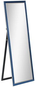 HOMCOM Oglindă de Corp Intreg 150x50 cm cu Cadru din Catifea și Suport pentru Salon Dormitor Albastru | Aosom Romania