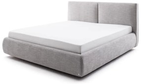 Pat matrimonial gri tapițat cu spațiu de depozitare cu somieră 180x200 cm Atesio – Meise Möbel