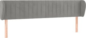vidaXL Tăblie de pat cu aripioare gri deschis 203x23x78/88 cm catifea