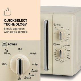 Klarstein Caroline, cuptor cu microunde 20l 700/1000 W Ø 25.5 cm QuickSelect retro crem