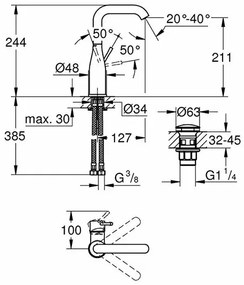 Baterie lavoar Grohe Essence New L cu ventil Push-Open crom