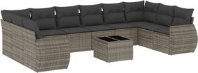 vidaXL Set canapele de grădină cu perne, 11 piese, gri, poliratan