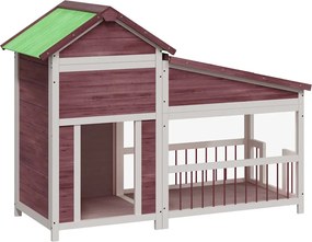 vidaXL Cușcă de câine, cafeniu, 143x60,5x109 cm, lemn masiv de pin