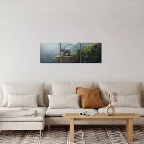 Tablou - Elefant în vârful Taj Mahalului (cu ceas) (90x30 cm)