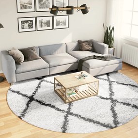 vidaXL Covor pufos &quot;PAMPLONA&quot; fire înalte negru/crem modern Ø 280 cm
