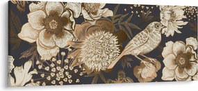Tablou - Flori aurii pe fundal întunecat (120x50 cm)