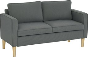 HOMCOM Canapea Modernă de 2 Locuri cu 2 Perne Detașabile, Spațiu de Depozitare și Picioare din Lemn, 140x63x79 cm, Gri | Aosom Romania