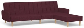 3080718 vidaXL Canapea extensibilă 2 locuri, cu taburet, violet, textil