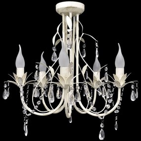 Lampa de plafon suspendata, candelabru cristal, elegant, 5 becuri