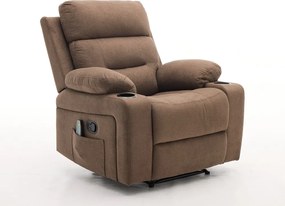 Fotoliu Masaj, Incalzire, Rabatabil, Sezut cu Arcuri Metalice, Suport Picioare extensibil, Chenille, Maro Inchis