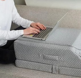Perna ortopedica ridicare picioare, inaltime reglabila 3 niveluri, memory foam cu gel, husa matlasata, Gri